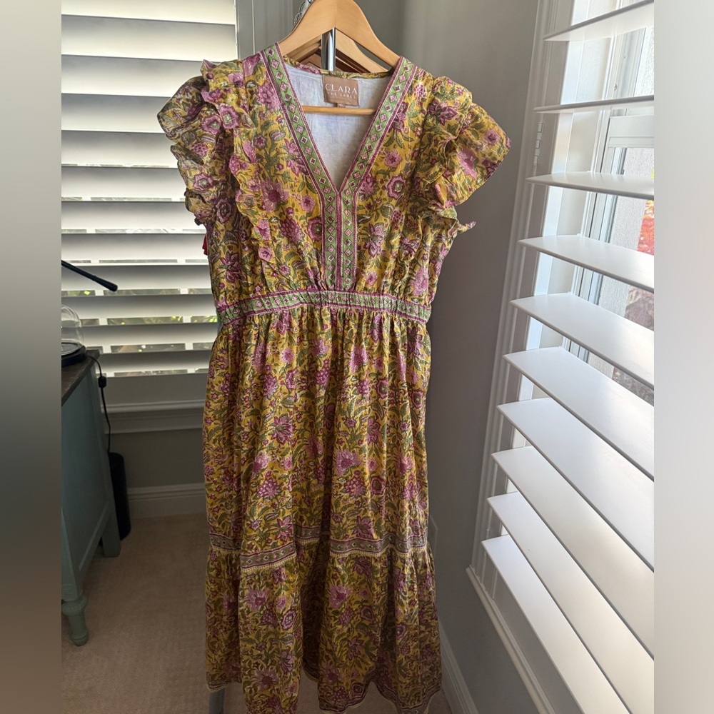 Clara the Label Vibrant Floral Block Print Maxi Dress